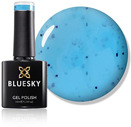 Bluesky Gel Nail Polish, Blueberry Burst Sum1922, Blue, Glitter, Light Blue, Smoothie Long Lasting, Chip Resistant, 10 ml (Requires Drying Under UV LED Lamp)