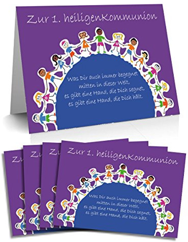 schenken-24 5x Kommunionskarten:Kinder/Glückwunschkarten 'Kommunion' / inklusive Kuvert/Motive wählbar/Anzahl wählbar (5er oder 10er Set) / Geldgeschenk