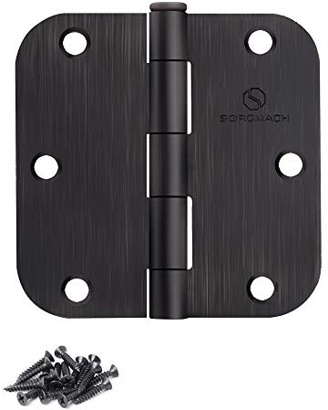 SORGMACH Door Hinges Oil Rubbed Bronze Hinges 3.5 in 5/8 Radius Corners Black Hinge Interior Hinge Hardware 12 Pack