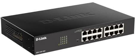 D-Link DGS-1100-16V2 16-Port Gigabit Smart Switch (10/100/1000 Mbit/S, Einfache Plug & PLAY-Installation, lüfterlos), Schwarz