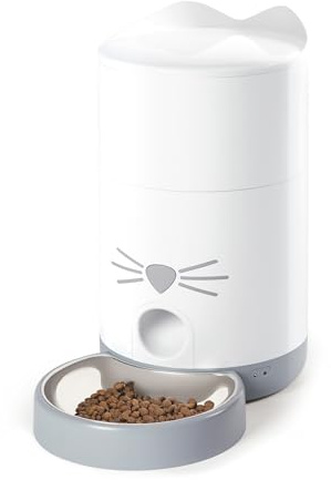 Catit PIXI Smart Futterautomat für Katzen | WLAN-Futterspender mit App | Programmierbare Mahlzeiten mit bis zu 12 Portionen, Edelstahl-Napf, luftdichter Vorratsbehälter & Notstromversorgung