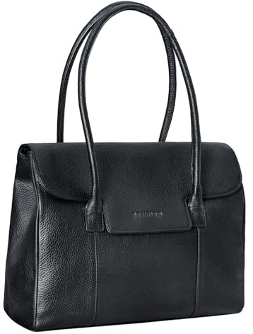 STILORD Carrie Shopper Piel Mujer de Hombro Bowling Handbag Elegante de Mano Grande Tote Shopping Bag Serraje Cuero Genuino Color:Negro
