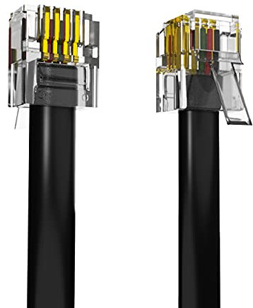 ASNQ High Speed Broadband Cable - RJ11 to RJ11, 10m with OFC Wires, PVC Cover - Internet DSL Cable - Flat, Black