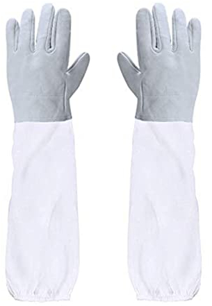 Binnan 1 Paar Bienenzucht Handschuhe Imkerhandschuhe Ziegenleder Schutzhandschuhe mit Lange Ärmel für den Anfänger Beekeeper