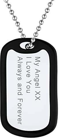 Supcare Vatertagsgeschenk Herren Personalisiert Dog Tags Halskette, Erkennungsmarke Hundekette Anhänger Gravur Name Text Edelstahl Militär Armee Kette Hund Necklace Modeschmuck für Frauen Jungen