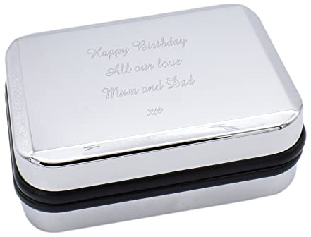 Personalised Engraved Chromed Cufflink Box with Message