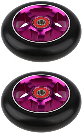 TRENDYBOY Stunt-Scooter-Räder aus Aluminiumlegierung, 100 mm, mit Kugellager, Kick-Scooter, Roller-Teile, Ersatzzubehör (Farbe: lila)