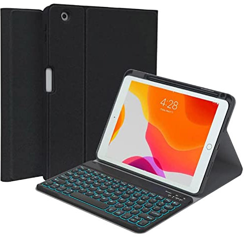 QYiiD Funda con Español Teclado para iPad Mini 6ª Generación 8,3 Pulgada 2021, 7 Colores Retroiluminados Bluetooth Inalámbrico Teclado Desmontablepara Mini 6 (A2567/A2568/A2569), Negro