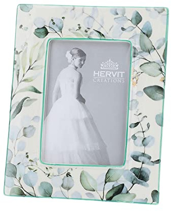 Hervit Cornice Portafoto Porcellana Bianca Botanic Autoportante Formato Foto 8,5x13cm - Scatola Regalo - Cornice per Foto Arredo Casa con Fotografie - Bomboniera - Regalo - 2 Misure 2 Colori 15x19cm