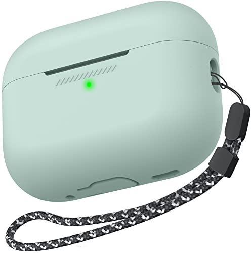 AhaStyle Silikon Hülle für Airpods Pro 2 (2023/2022/2019) | Ganzkörper Cover Skin für AirPods Pro 2nd/1st Generation (USB-C/Lightning-Kabel), mit Handschlaufe