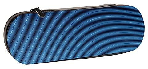 BEEOFICEPENG Pencil Case,Abstract 3D Blue Lines Blender,Leather Pencil Pouch Pen Bag Office School,Jewelry Box Makeup Brush Box