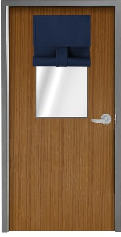 WdFour Classroom Door Window Cover,Blackout Shades for Classroom Windows and Doors，Privacy,Room Darkening Design Blocks Views, Classroom Window Cover Lockdown. (10W x 30L Inches, 1 Panel, Navy Blue).