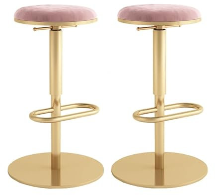 Barhocker 2er Set - Drehbar Stehhocker, Drehbare Barhocker Verstellbaren Barhockern Aus Samt Mit Hoher Rückenlehne, Gepolsterte Moderne Barhocker, Barhocker, Stühle Für Esszimmer/Hausbar/Küche ( Color