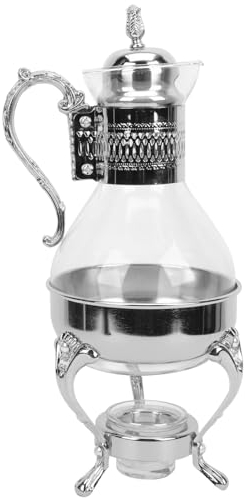 Bjklasggi Théière Turque Vintage, Bouilloire à thé, for cuisinière, Verres de Service Arabes Antiques décoratifs, Cadeau d'anniversaire de Cuisine (Color : Silver)
