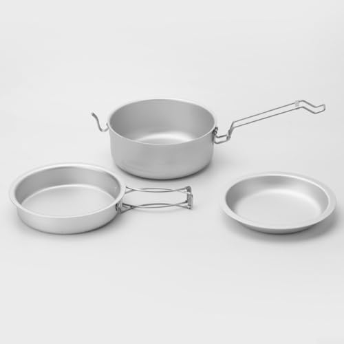 Zoegneer 3Pcs Ultra-Light Alluminio Campeggio Zuppa Pot Cooking Set Antiaderente Pot Frittura Pan Tazze, MKS91I82G4I6VFM8Y05C