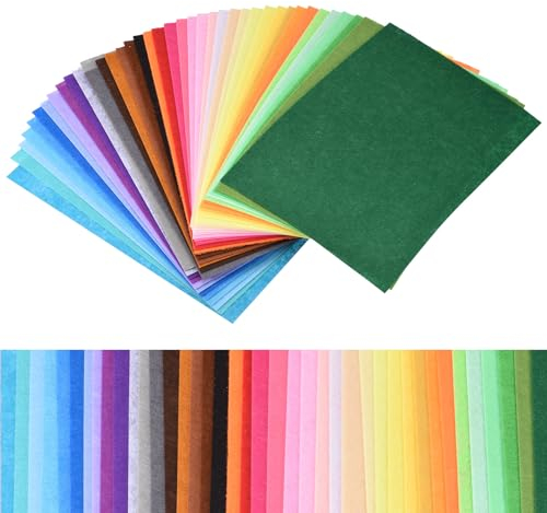 QUARKZMAN 120 Stück weiche Filzplatten Stoffbastelplatten 16 x 18 Zoll 1 mm dick bunte Filzplatten für DIY-Näh- und Bastelprojekte Patchwork-Partydekoration, 40 Farben