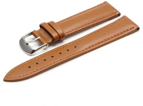 Brunt läderarmband med roséguldlås Armband 18mm 20mm klockband 22mm klocka Armband för alla klocka,Ljusbrun S,18mm