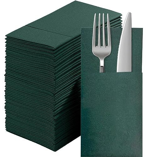 Wudaizhi Couverts Intégrés De Poche, 50 Pièces, Serviettes De Table Jetables, en Tissu Pré-plié pour L'argenterie, pour Fête, Restaurant, Mariage