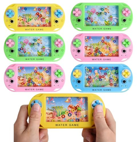 6 Piezas de Mini Juegos de Anillo de Agua Manuales, Consola Retro Arcade, Juego de Habilidad, Ideal para Adultos Viajes y Ocio