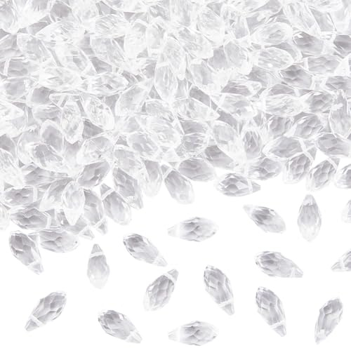 SOFPLATE 1 Box 200 Stück 6x12mm Facettierte Kristall Perlen in Tropfenform Glasperlen Tropfen Klar Kronleuchter Oberseite Gebohrt Facettierte Abstandshalter Lose Perlen Zur Schmuckher