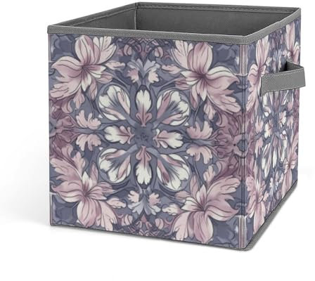 GFLFMXZW Aufbewahrungskörbe mit Blumenmuster, Schrank-Organizer-System, faltbare Aufbewahrungswürfel mit Griffen, Spielzeugbox, Kleideraufbewahrungskorb, große Kapazität, Aufbewahrungsboxen für