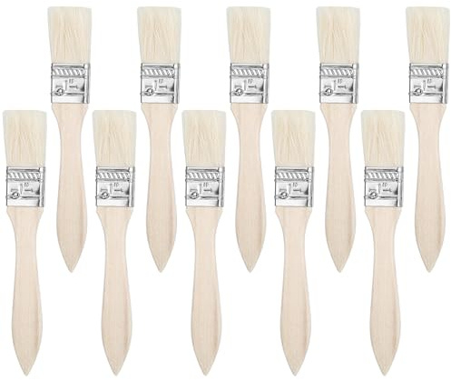 Thinp 10-pack 1 tum målarborste, pensel set engångs målarpenslar liten pensel chip målarpenslar platt naturlig borst trähandtag pensel för hem gör-det-själv träarbete vägg kant hörn
