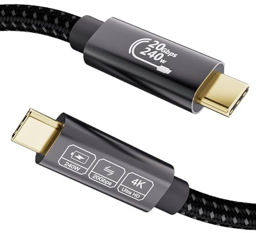 EUDOBEL Cavo USB Type-c 1 metro USB C 3.2 Gen2×2 240W, Video 5K@60Hz 4K@144Hz Cavo USB Type-c Dati 20Gbps per Thunderbolt 3/4,iPhone16,iPhone15,Switch,MacBook, Monitor USB C,VR,SSD