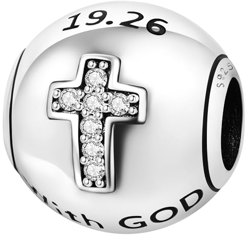 NUJIFFY 925 silver amuletter hänge, blå måne stjärnor sol kors hjärta fjäder jungfru Maria Boho Bead juveler för armband armband armband söt kvinnor vuxna vän syster födelsedag, S, Silver Koppar