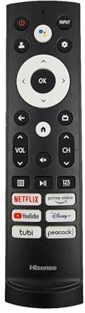 OEM Replacement Remote Control for All Hisense UHD 4K ULED Smart Google TVs with Voice Control 43A6H 50A6H 55A6H 65A6H 75A6H 50U6H 55U6H 65U6H 75U6H75U8H (Netflix/Prime/YouTube/Disney+/Tubi/Peacock)