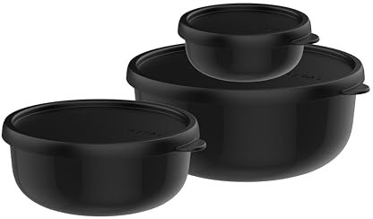 Mepal - Mikrowellengeschirr set 3-teilig Lumina - Frischhaltedosen mit Deckel für Kühlschrank, Gefrierschrank, Dampfgarer & Mikrowelle - Aufbewahrungsbox - 250 + 750 + 1500 ml - Nordic black