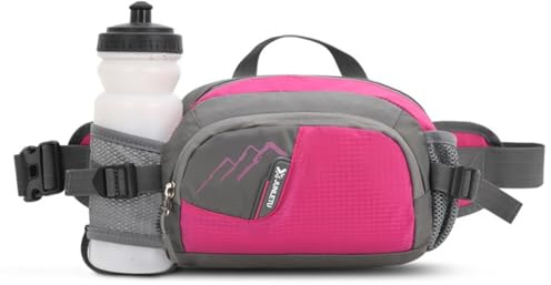 ROSSRORE Bumbag Waist for Women with Water Bottle and Phone Holder | Reflective Strips Hiking Waist Packs,Fanny Pack for Dog Walking Climbing Hiking Jogging Travel Cycling