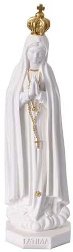 Holyart Imágenes de Resina y PVC: Estatua Resina Virgen de Fátima Blanca y Oro 20 cm