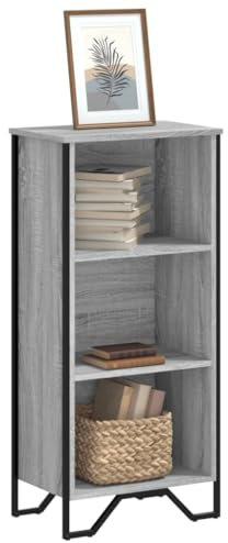 Gecheer Bücherregal Standregal Raumteiler, Regalsystem mit 3 offenen Fächern, Holzwerkstoff, Grau Sonoma 50x31x106 cm for Büro, Wohnzimmer, Schlafzimmer