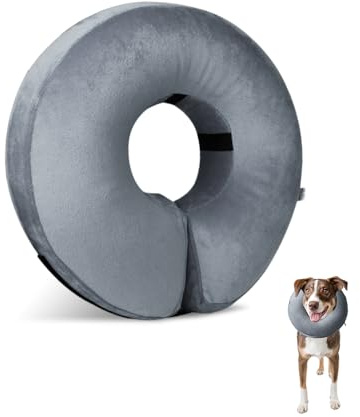 YZROHYI Aufblasbare Halskrause Hund Schutzkragen,Hundekragen Leckschutz,Katzenkragen,Einstellbarer Halskrause Katze,Kragen für Hund Nach Op,Wiederherstellung Halsband Weich Kragen für Welpen-L