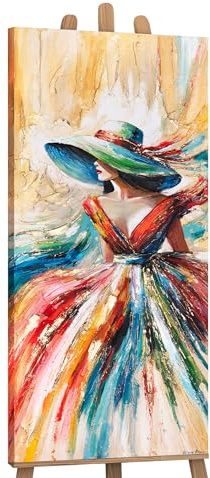 YS-Arte Pinturas Pintadas de Mujeres Pintura Acrílico sobre Lienzo Mujer Colorida Pintada a Mano Mural Sala de Estar Moderna Decoración del Hogar Cuadros Oficina Arte Real 115x50 cm