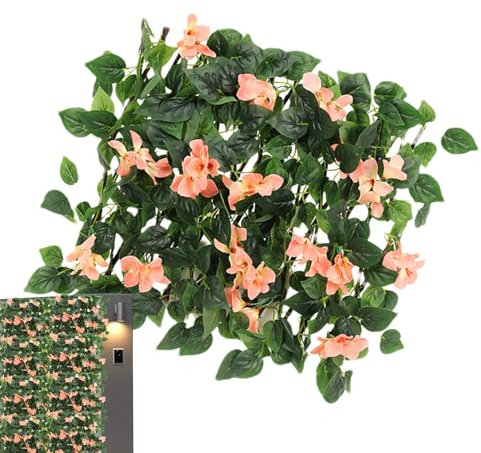 Valla de protección visual de hojas artificiales, valla de hojas verdes, elemento decorativo de imitación de trompeta, impermeable, duradera, decorativa para patio trasero, patio, terraza