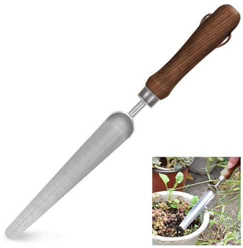 Gartenarbeit Unkrautzieher Hand, Gartengeräte Unkrautstecher mit Stiel holz, Edelstahl Gartengeräte, Unkraut Entferner Gerät, Unkrauthacke, für Entfernen von Unkraut und Wurzeln (C)