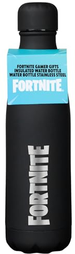 Fortnite Water Bottle 600ml/20oz, BPA Free Stainless Steel Water Bottle, Leakproof Metal Drinks Flask for School & Travel, Gaming Gifts for Him