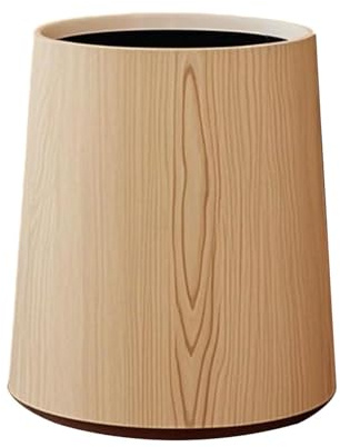 F Fityle Poubelle Amovible en Imitation Bois, Poubelle à Double Couche avec Grande Ouverture, Corbeille à Déchets en PP pour Hôtel, Salle de Bain, Chambre et Bureau, M, Couleur Bois Naturel