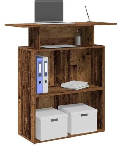 Gecheer Comptoir de réception en bois ancien 100 x 40 x 104 cm