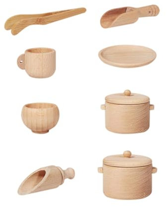 BESPORTBLE Vaisselle Bois pour Manipuler Aliments Jouet Cuisine Jeu Simulation Cuisine