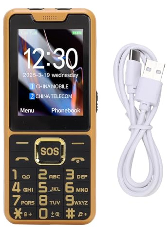Annadue Telefono Senior 4G con Pulsante SOS, Batteria da 2500 mAh e Pulsanti Grandi, Display da 2,6 Pollici, Doppia Torcia, Annuncio Vocale per Anziani (d'oro)