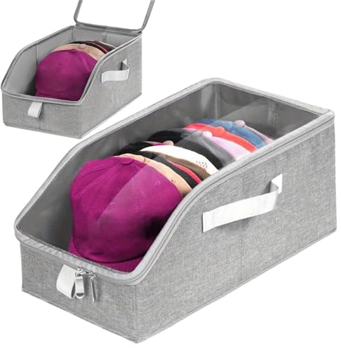 Renchey Boîte De Rangement Pour Chapeaux,Avec Couvercle à Fenêtre Transparente Grand Empilable Organisation de Placard | Rangement Casquettes Baseball | Pour Livres Écharpes Bureau
