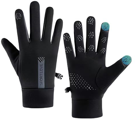 Feithmonic Guantes Invierno Hombre Mujer, Guantes Correr con Pantalla Táctil, Térmicos Impermeable Ligero Antideslizante Cortavientos,para Ciclismo Running Camping Bicicleta Conducción Moto Aire Libre