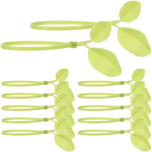 UTHCLO 100 Stück Blattförmige Nylon Kabelbinder zur Kabelorganisation und Pflanzenstütze Grüne Farbige Kabelbinder für Zuhause und Büro Dekorative und Praktische Drahtbinder
