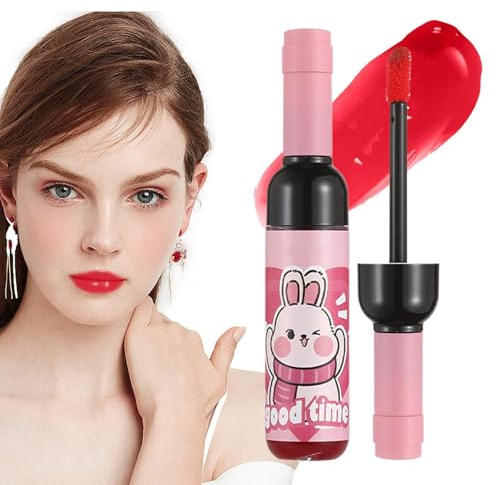 Rouge à lèvres liquid bouteille de vin - Teinture mate longue durée - Complexion hydratante imperméable - Vernis à lèvres léger anti-taches pour rendez-vous et fêtes - Maquillage au vin rouge