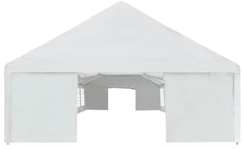 Qnhdfrt Tendone per Feste 6x16 m Gazebo da Giardino in PE Bianco | Ampio padiglione per eventi in giardino, con pareti laterali finestrate e telaio in acciaio.