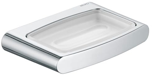 KEUCO Seifenablage aus Metall Chrom glänzend mit Echtkristall-Schale, Kristall-Glas klar, für Badezimmer Dusche Küche, Wandmontage, Seifenablage, Seifenhalter, Elegance