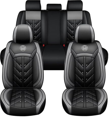 5 Seats Leather Seat Covers for Renault Trafic 1.6 dCi, Waterproof Non-Slip Breathable Seat Protector, Luxury Car Seat Covers Front and Rear Full Set,Grey-Standard Edition