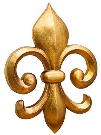 Biscottini Decoro a Forma di Giglio in Legno Finitura Foglia Oro Anticato L63xPR6xH48 cm Made in Italy